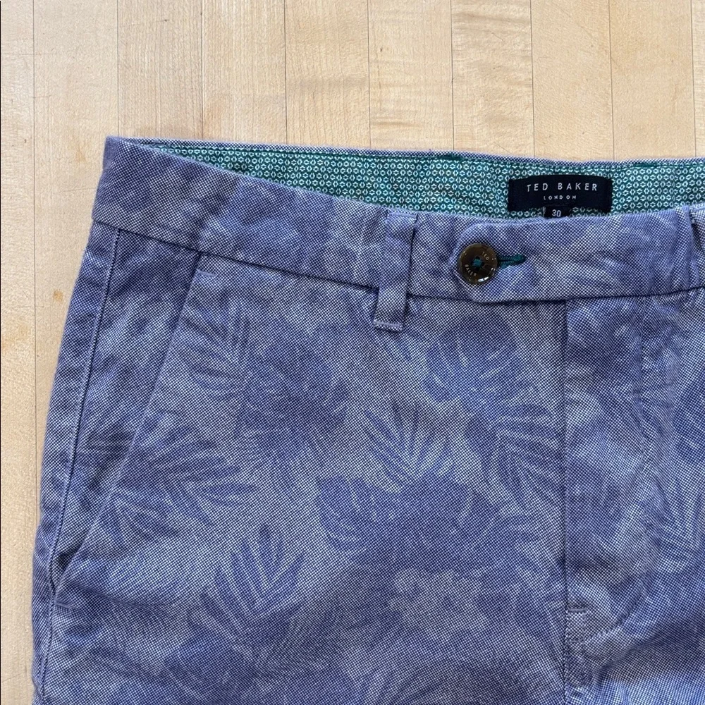 Ted Baker‎ London Men’s Tropical Palm Leaf Floral Chino Shorts Purple 34 Waist